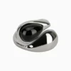 Anillo De Acero Gota Piedra Negra