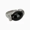 Anillo De Acero Piedra Ovalada Negra