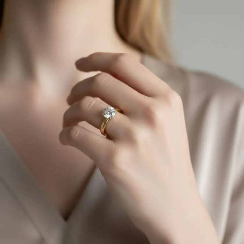 Anillo De Acero Solitario Diseño Curveado