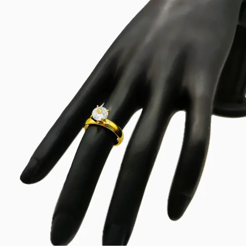 Anillo De Acero Solitario Diseño Curveado