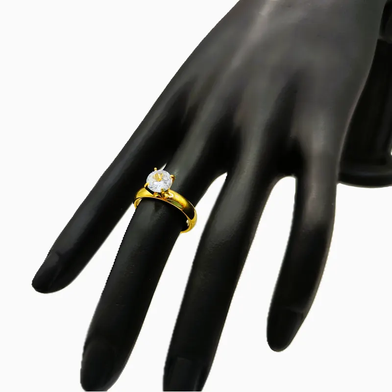 Anillo De Acero Solitario Diseño Curveado