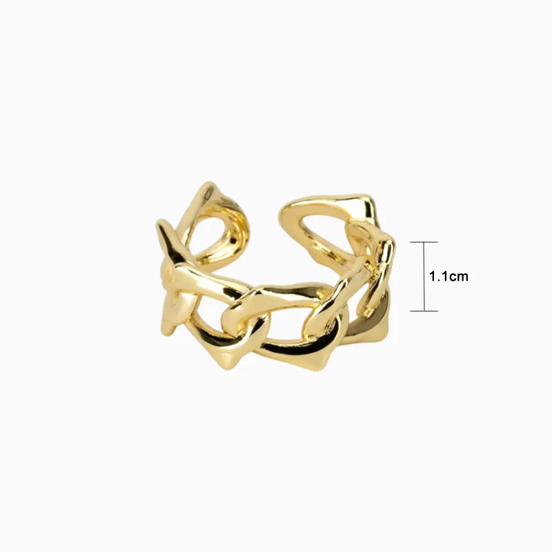 Anillo De Oro Eslabones Ajustable