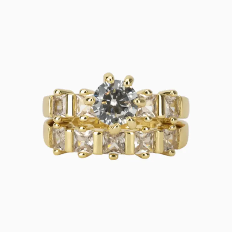 Anillo De Oro Alianza Brillante