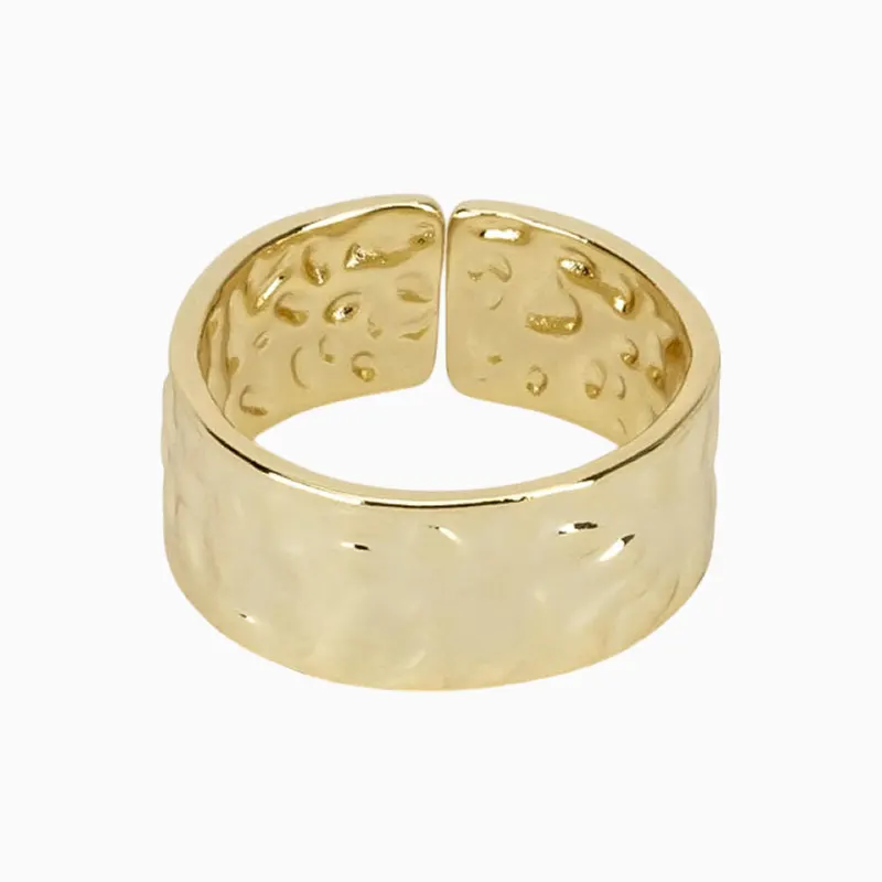 Anillo De Oro Diseño Rugoso Ajustable