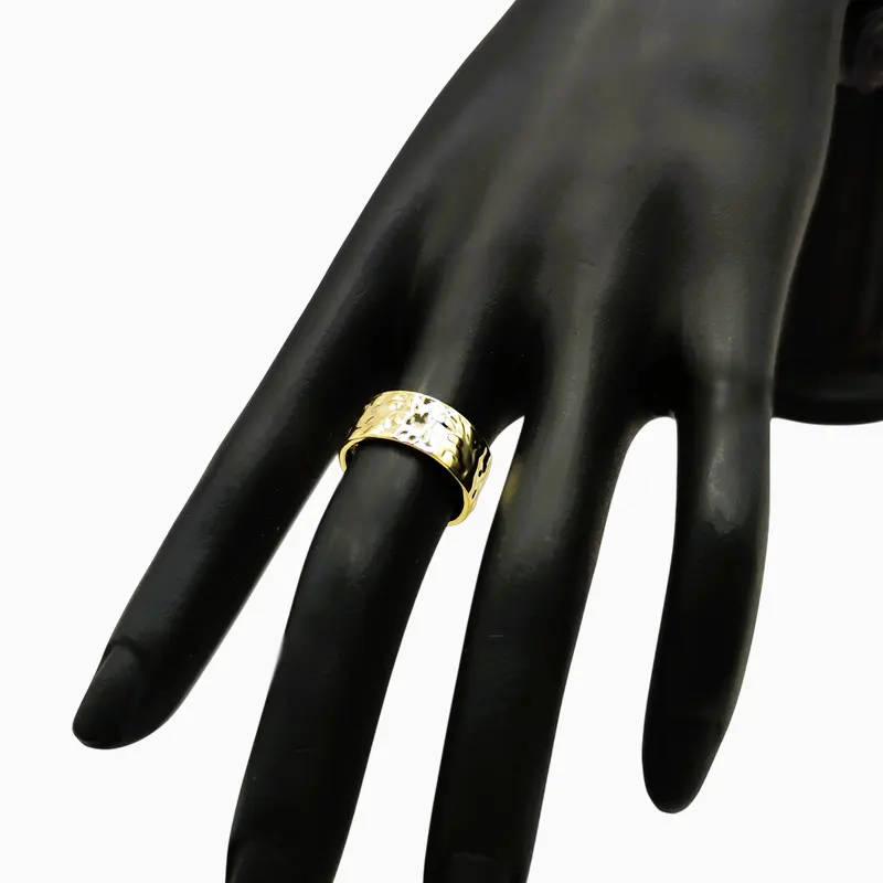 Anillo De Oro Diseño Rugoso Ajustable