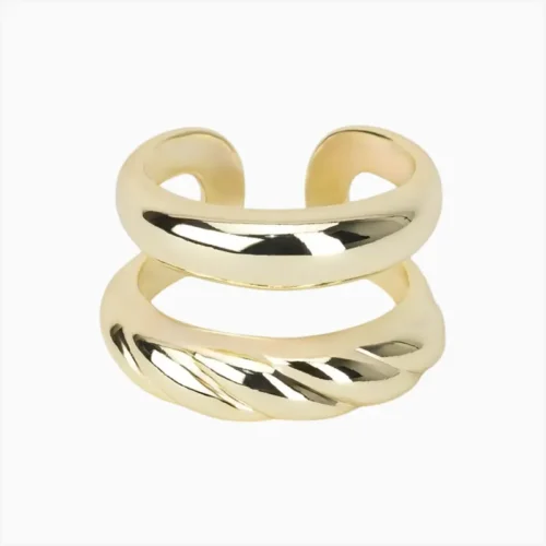Anillo De Oro Doble Banda Ajustable