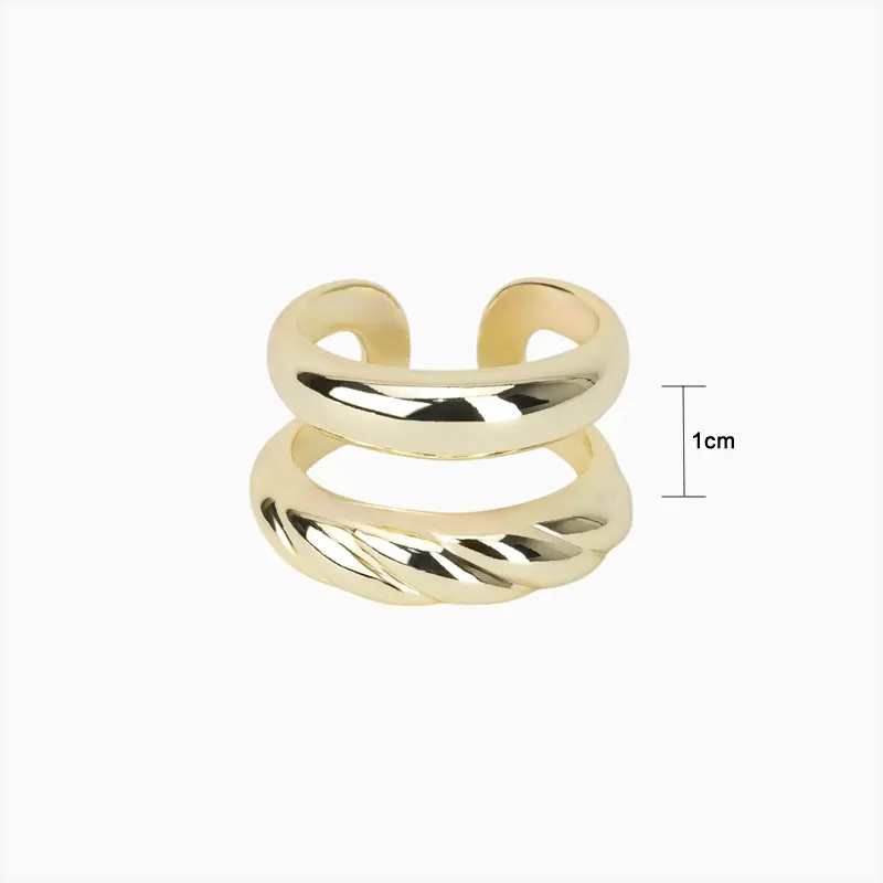 Anillo De Oro Doble Banda Ajustable