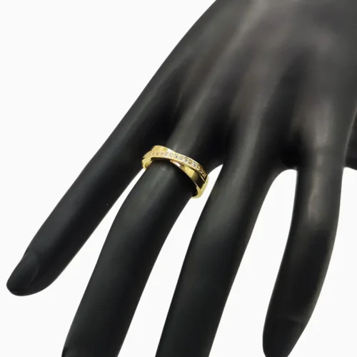 Anillo De Oro Doble Banda Brillante