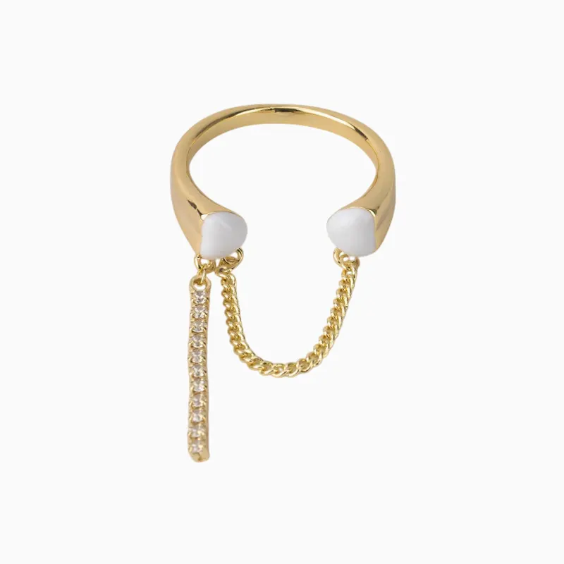 Anillo De Oro Dos Corazones Ajustable