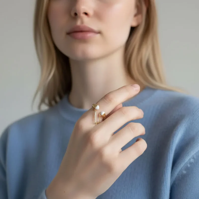 Anillo De Oro Dos Corazones Ajustable