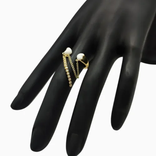 Anillo De Oro Dos Corazones Ajustable