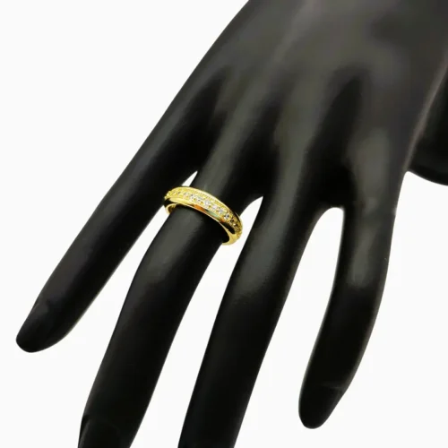 Anillo De Oro Fila En Pavé