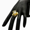 Anillo De Oro Flor Con Perla Ajustable
