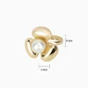 Anillo De Oro Flor Con Perla Ajustable