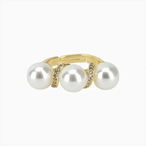 Anillo De Oro Perlas Ajustable