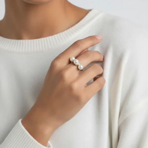 Anillo De Oro Perlas Ajustable