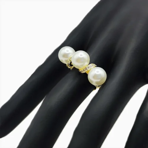 Anillo De Oro Perlas Ajustable