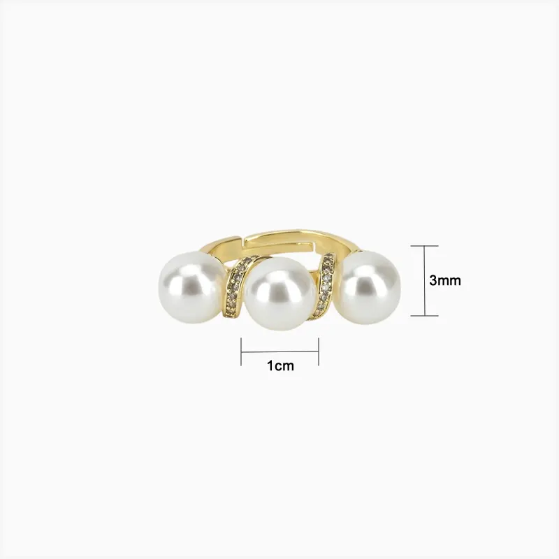 Anillo De Oro Perlas Ajustable