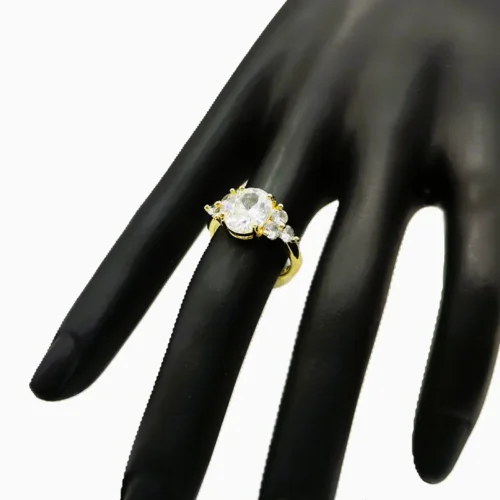 Anillo De Oro Solitario Elegante Piedra