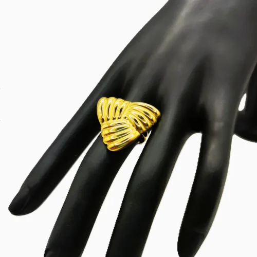 Anillo De Oro Triángulo Con Surcos Ajustable