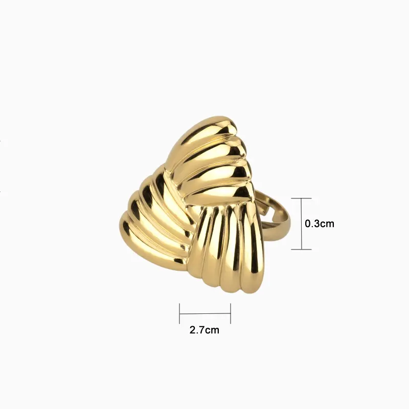 Anillo De Oro Triángulo Con Surcos Ajustable