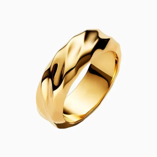 Anillo De Plata Banda Ancha Ondulado