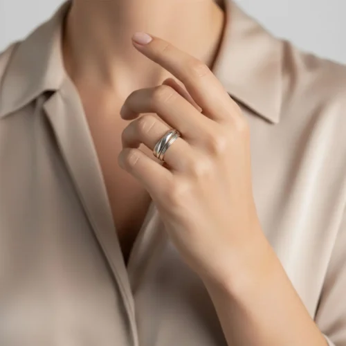 Anillo De Plata Banda Torcida