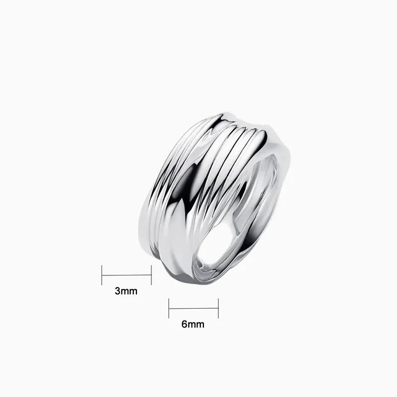 Anillo De Plata Banda Torcida