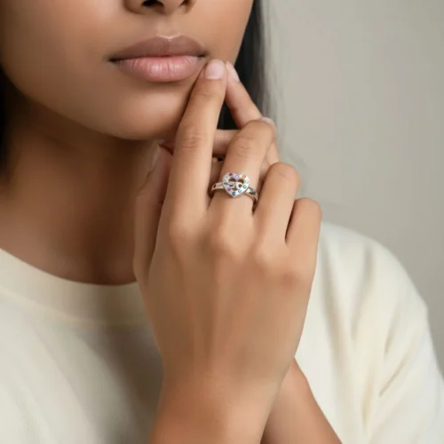 Anillo De Plata Cinturón De Corazón