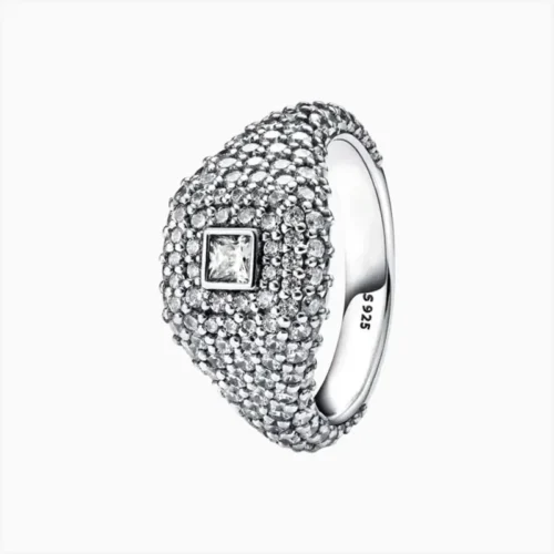 Anillo De Plata Cocktail Cuadro Anillo De Plata Cocktail Cuadro