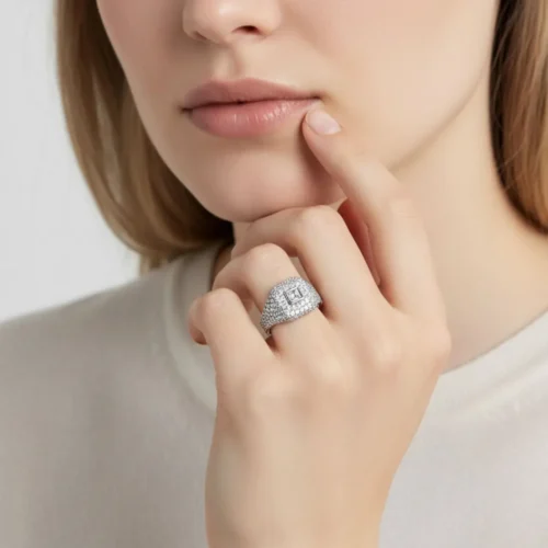 Anillo De Plata Cocktail Cuadro