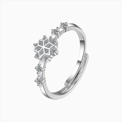 Anillo De Plata Copo De Nieve Ajustable