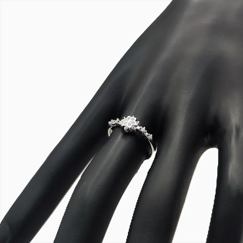 Anillo De Plata Copo De Nieve Ajustable Anillo De Plata Copo De Nieve Ajustable