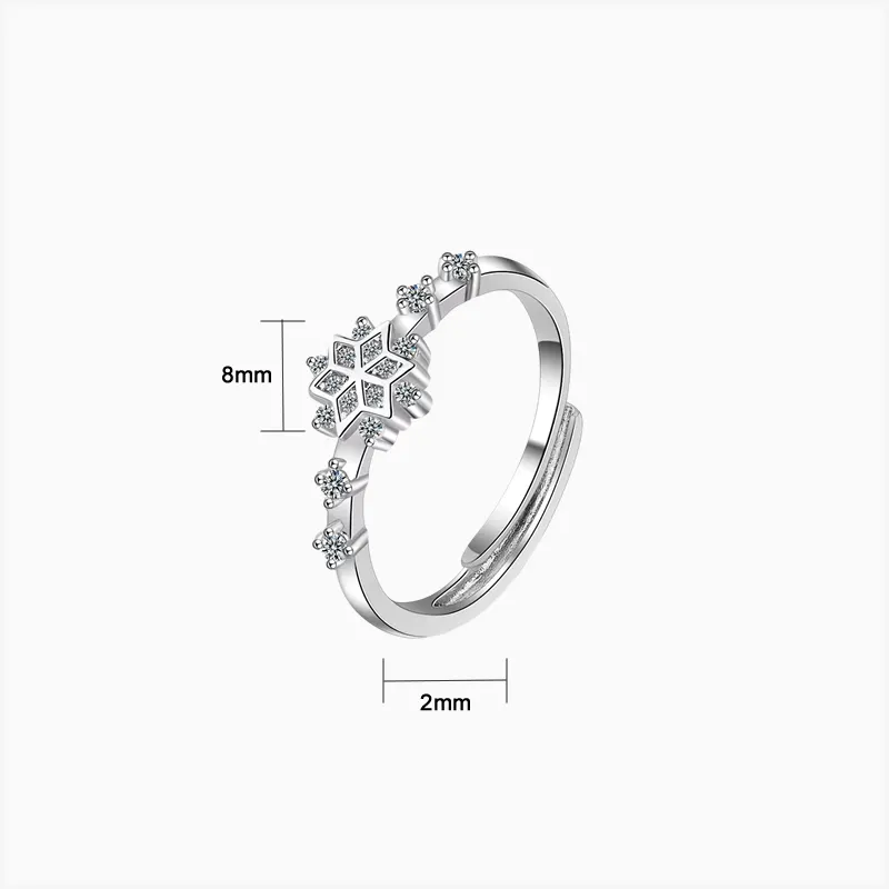 Anillo De Plata Copo De Nieve Ajustable Anillo De Plata Copo De Nieve Ajustable