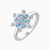 Anillo De Plata Copo De Nieve Azul