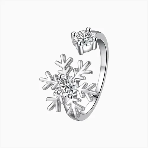 Anillo De Plata Copo De Nieve Brillante