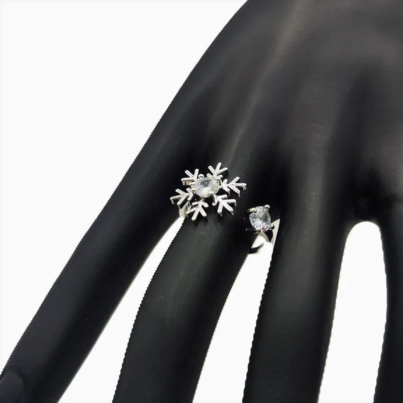 Anillo De Plata Copo De Nieve Brillante