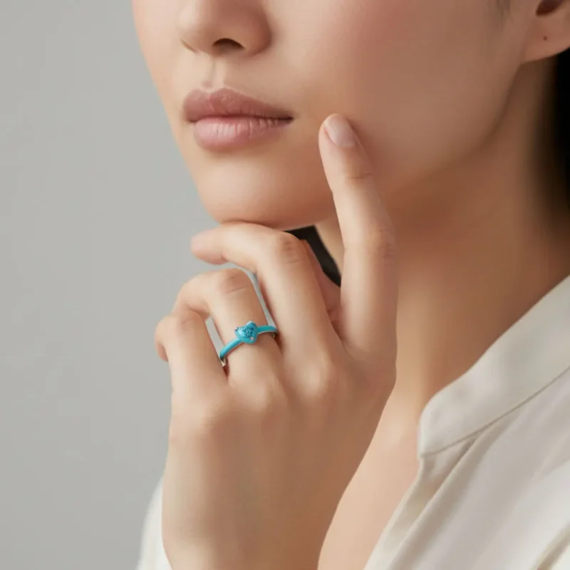 Anillo De Plata Corazón Turquesa