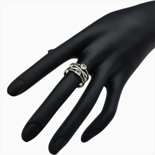 Anillo De Plata Dos Corazones