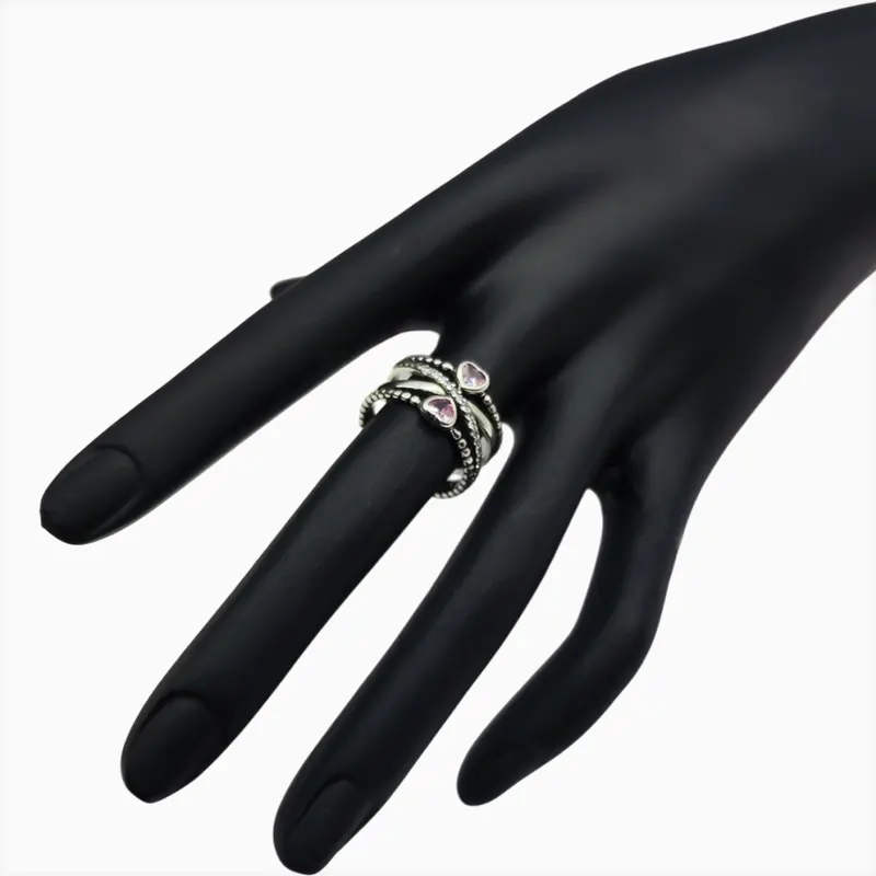 Anillo De Plata Dos Corazones