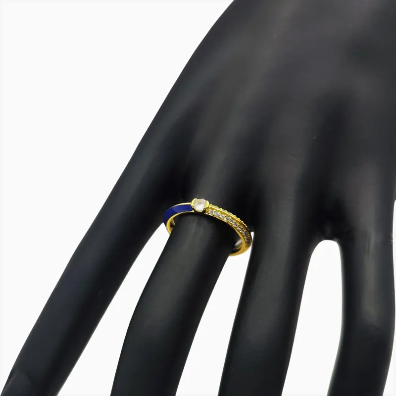 Anillo De Plata Dual Azul