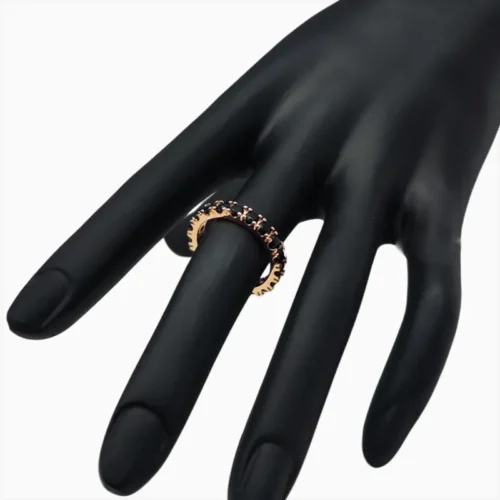 Anillo De Plata Eternidad Fila Negra