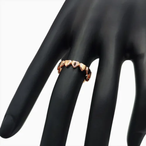 Anillo De Plata Fila Corazones Rosa