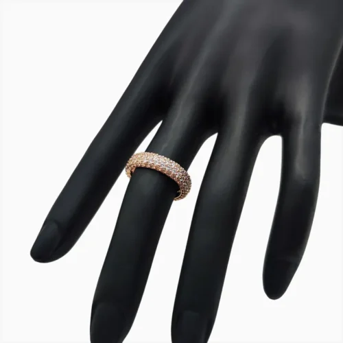 Anillo De Plata Fila Doble Pavé