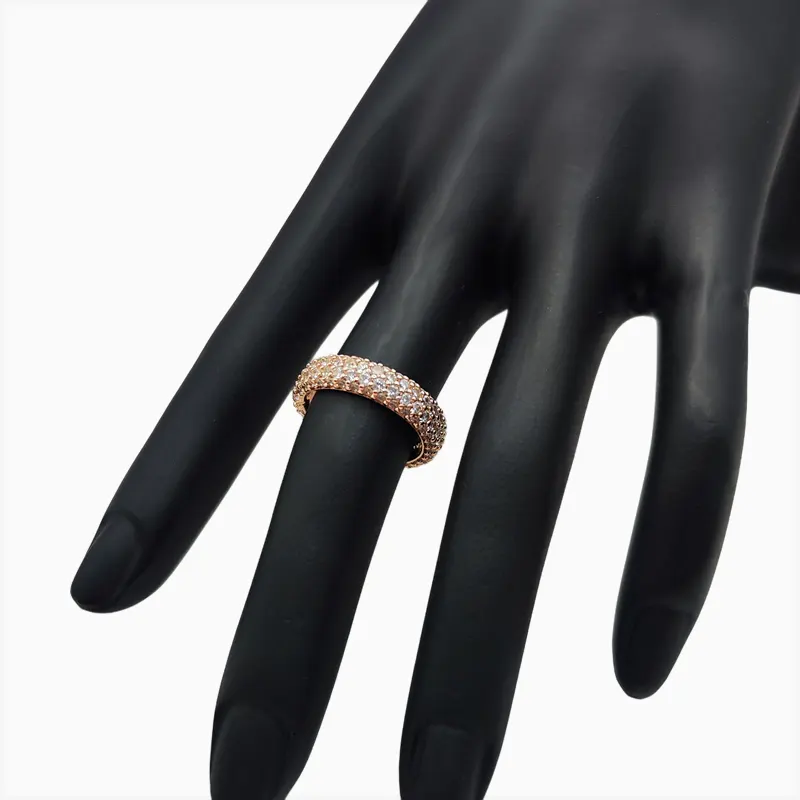 Anillo De Plata Fila Doble Pavé