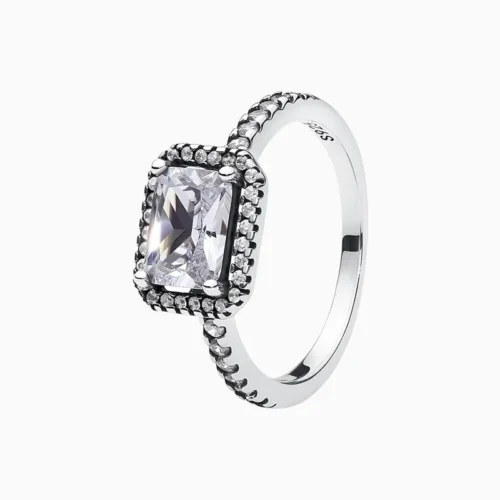 Anillo De Plata Halo Brillante Blanco