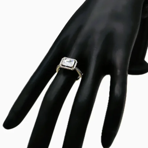 Anillo De Plata Halo Brillante Blanco