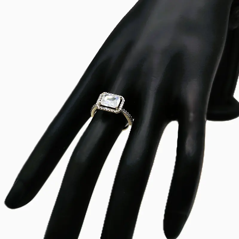 Anillo De Plata Halo Brillante Blanco Anillo De Plata Halo Brillante Blanco