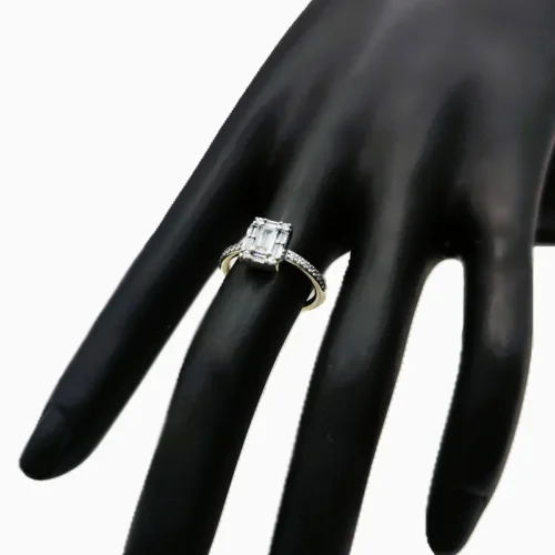 Anillo De Plata Halo Rectángulo Blanco