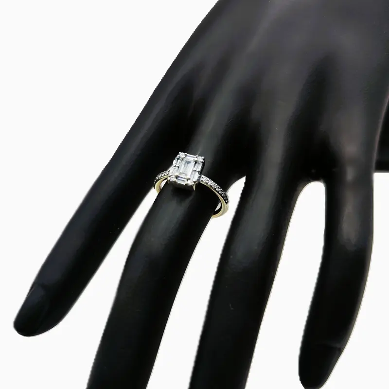 Anillo De Plata Halo Rectángulo Blanco Anillo De Plata Halo Rectángulo Blanco